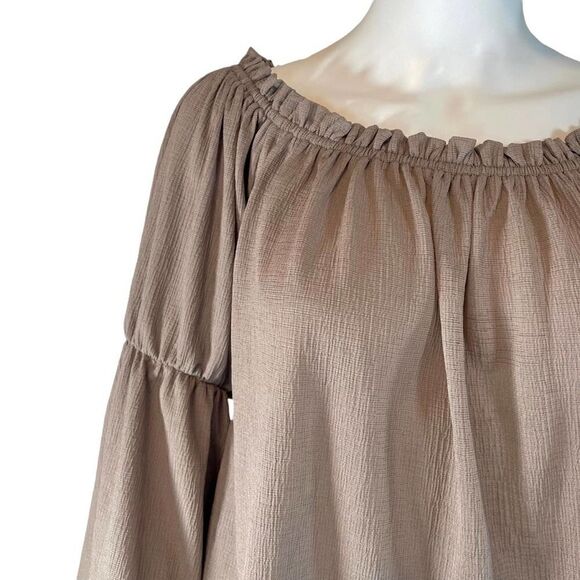 Wanderlux Bohemian Flowy 3/4 Sleeve Blouse Brown - Picture 3 of 8